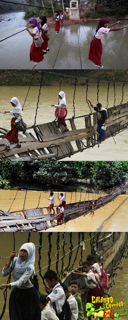 Crianças da Indonésia indo para a escola
