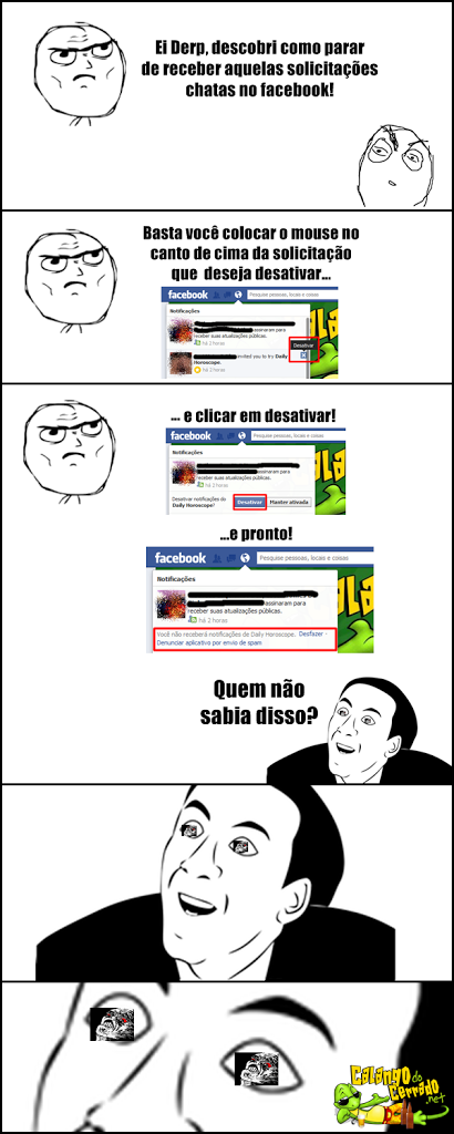 Desativando as solicitações do facebook