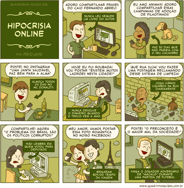 Quadrinhos Ácidos em "Hipocrisia online"