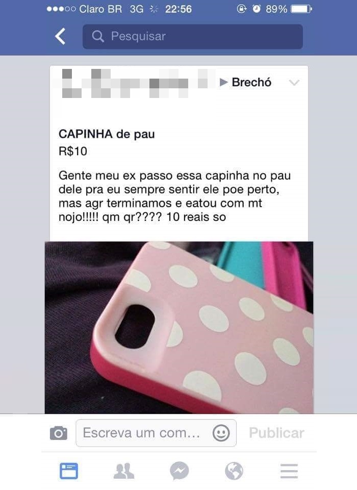 Uma capinha de celular para você menina carente