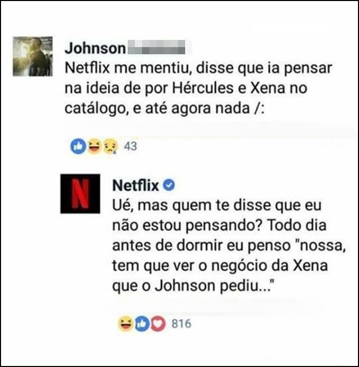 A Netflix é muito boa também nas redes sociais