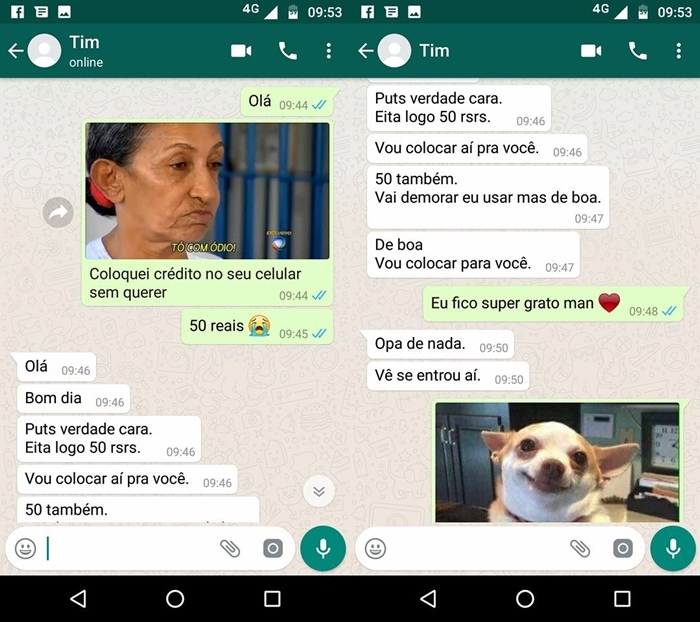 Colocou crédito no celular errado, mas deu sorte...